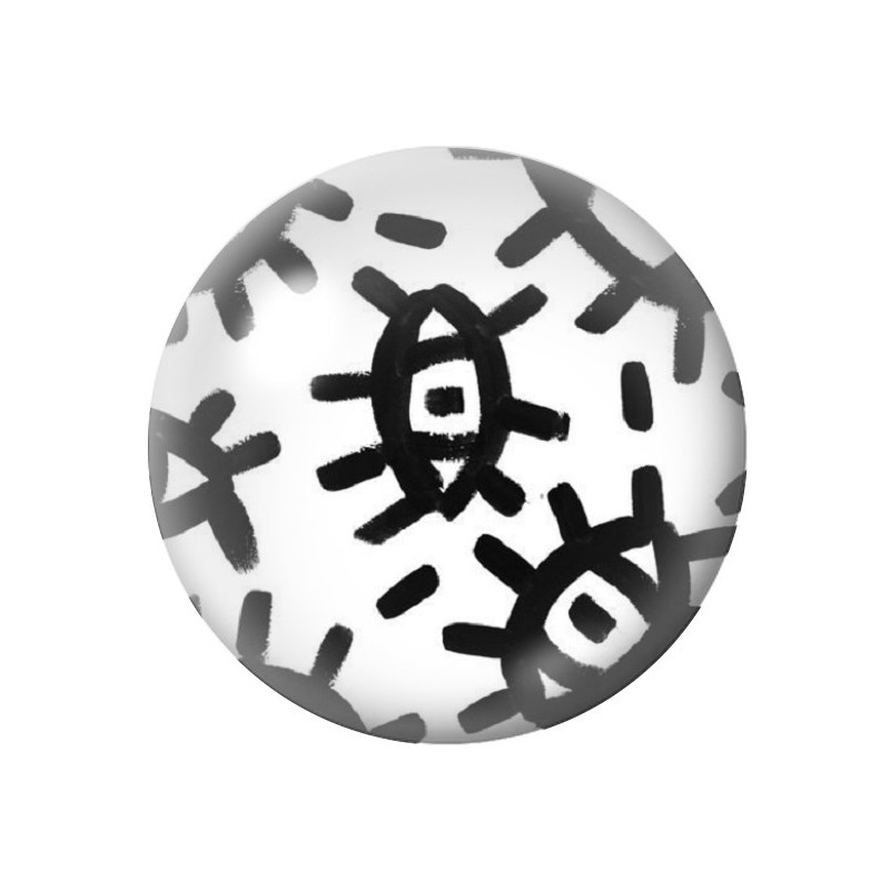 Cabochon en Verre Illustré Oeil Noir et Blanc 12 à 25mm