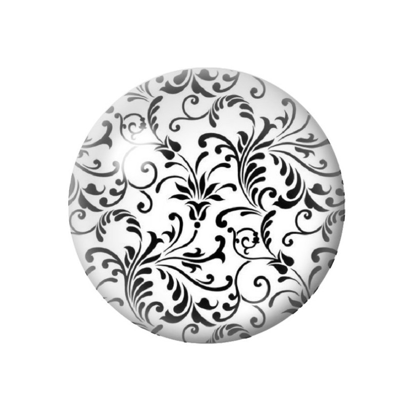 Cabochon en Verre Illustré Fleurs Noir et Blanc 12 à 25mm