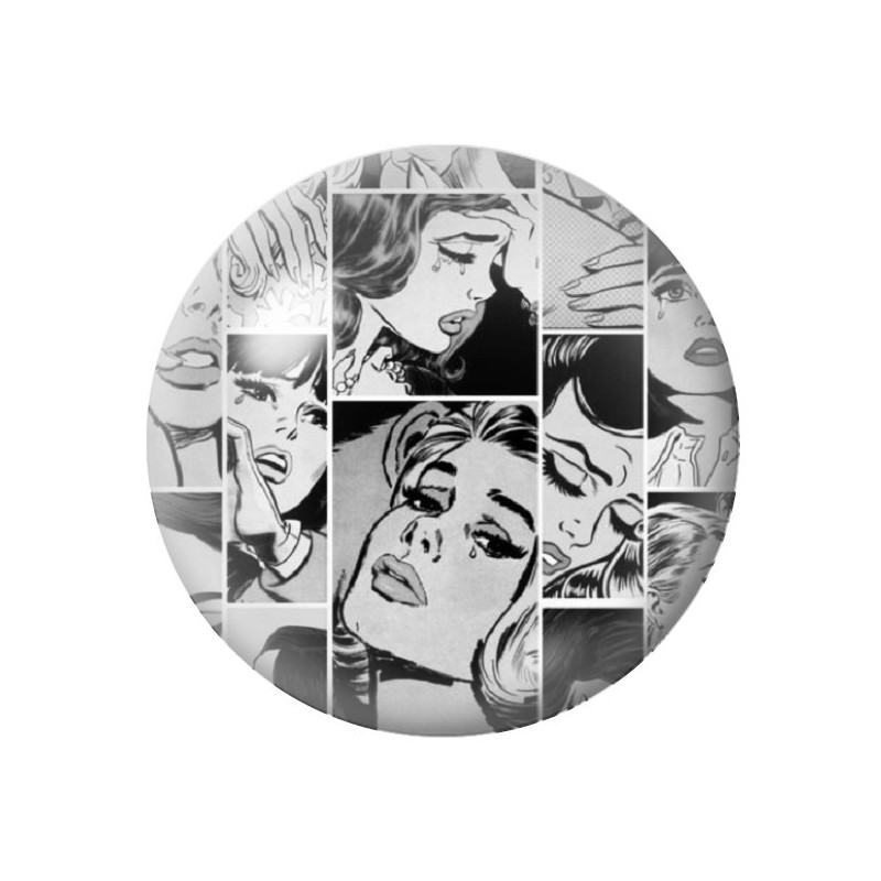 Cabochon en Verre Illustré BD Rétro Noir et Blanc 12 à 25mm