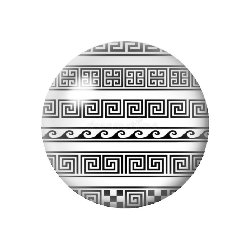 Cabochon en Verre Illustré Frise Noir et Blanc 12 à 25mm