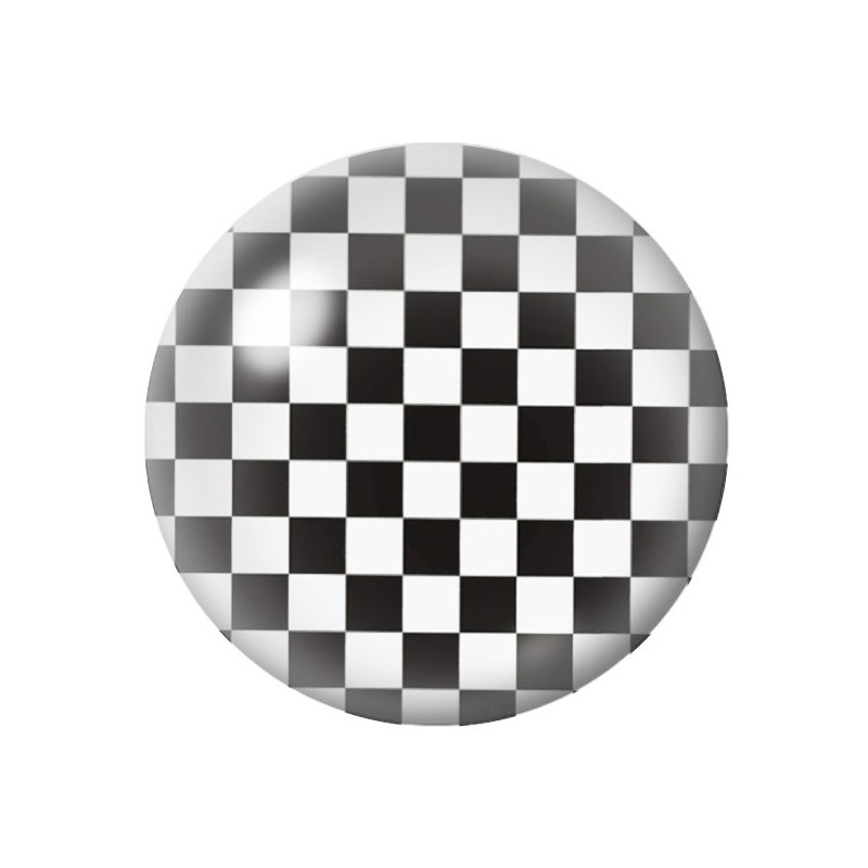 Cabochon en Verre Illustré Damier Noir et Blanc 12 à 25mm