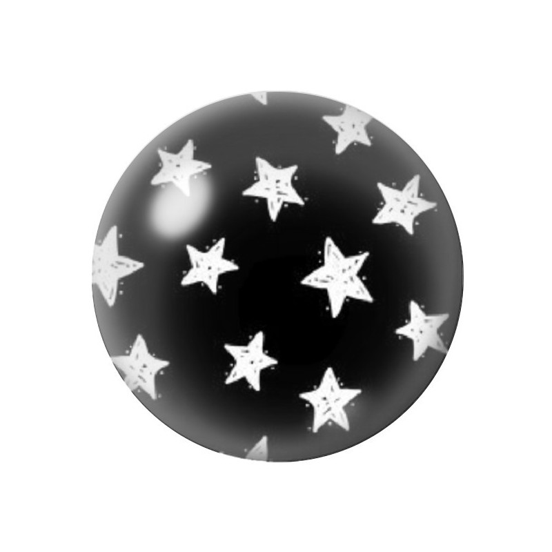 Cabochon en Verre Illustré Etoiles Noir et Blanc 12 à 25mm