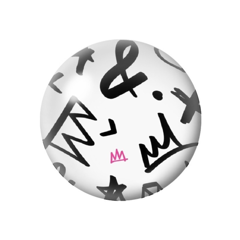 Cabochon en Verre Illustré Noir et Blanc 12 à 25mm