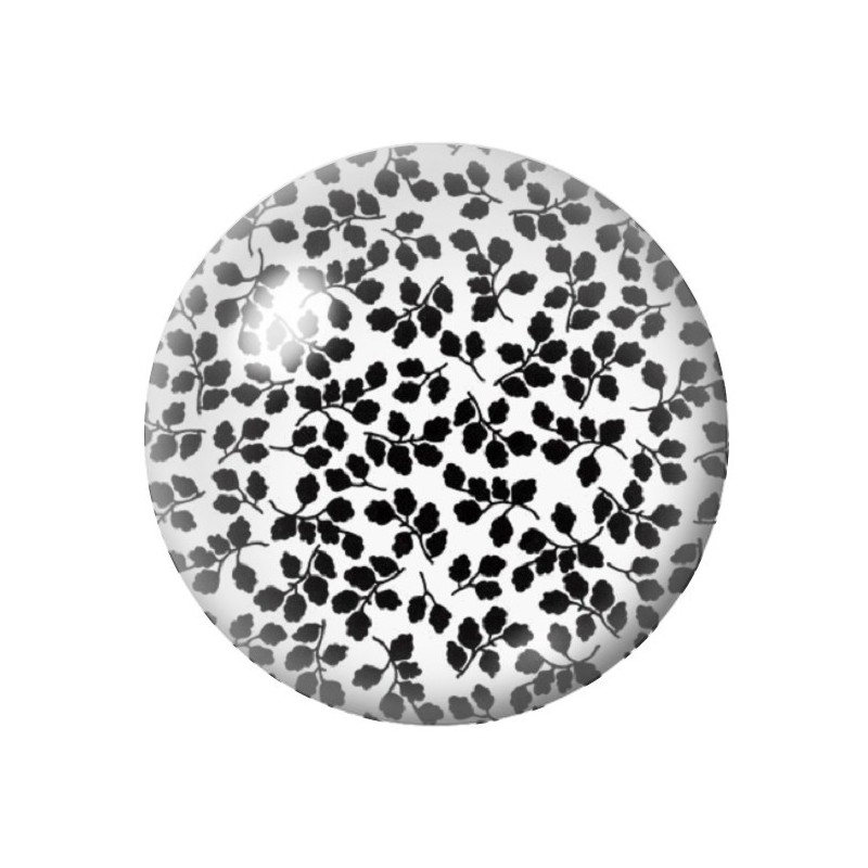 Cabochon en Verre Illustré Branches Noir et Blanc 12 à 25mm