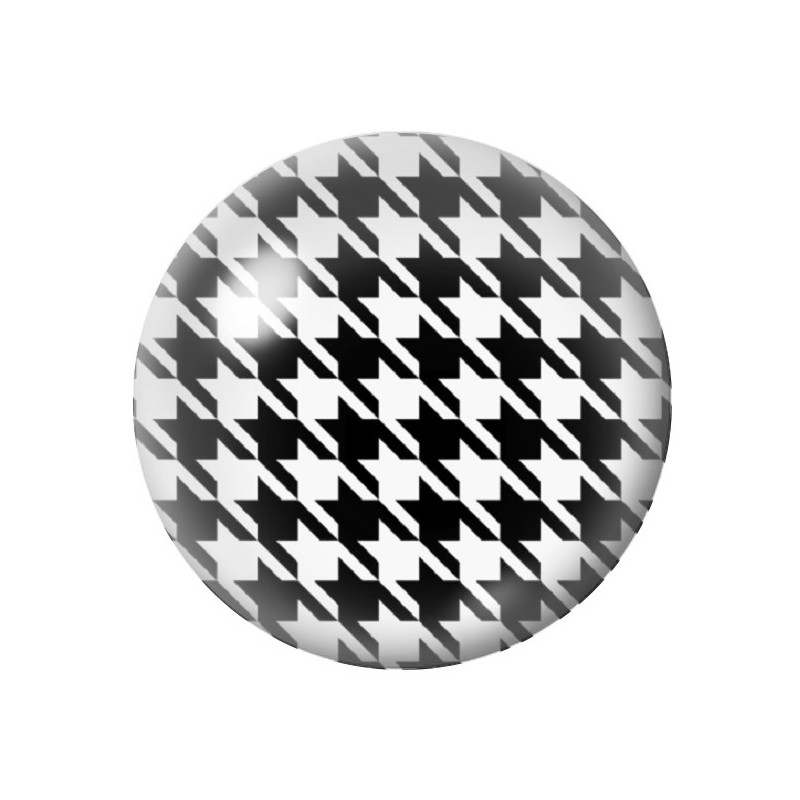 Cabochon en Verre Illustré Pied-de-Poule Noir et Blanc 12 à 25mm