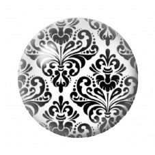 Cabochon en Verre Illustré Motif Damassé Noir et Blanc 12 à 25mm pour la Création de Bijoux Fantaisie - DIY