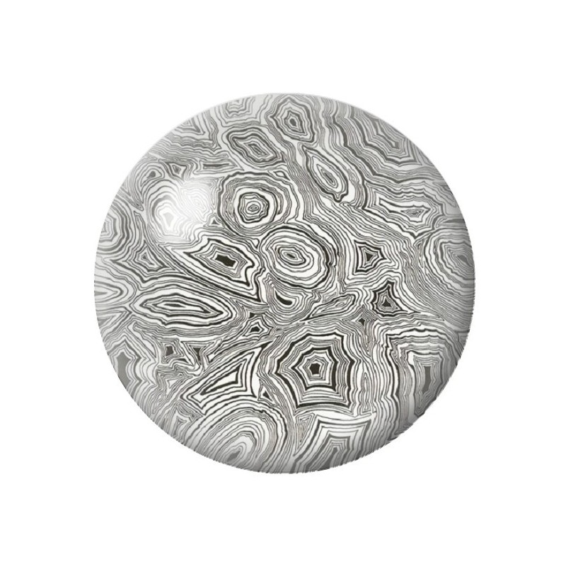 Cabochon en Verre Illustré Marbré Noir et Blanc 12 à 25mm