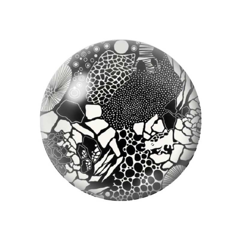 Cabochon en Verre Illustré Noir et Blanc 12 à 25mm