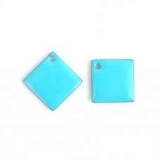 2 Breloques Losange en Émail Turquoise Métal Doré 25mm