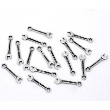 10 Breloques Outil Clé à Molette Argenté 24x6mm