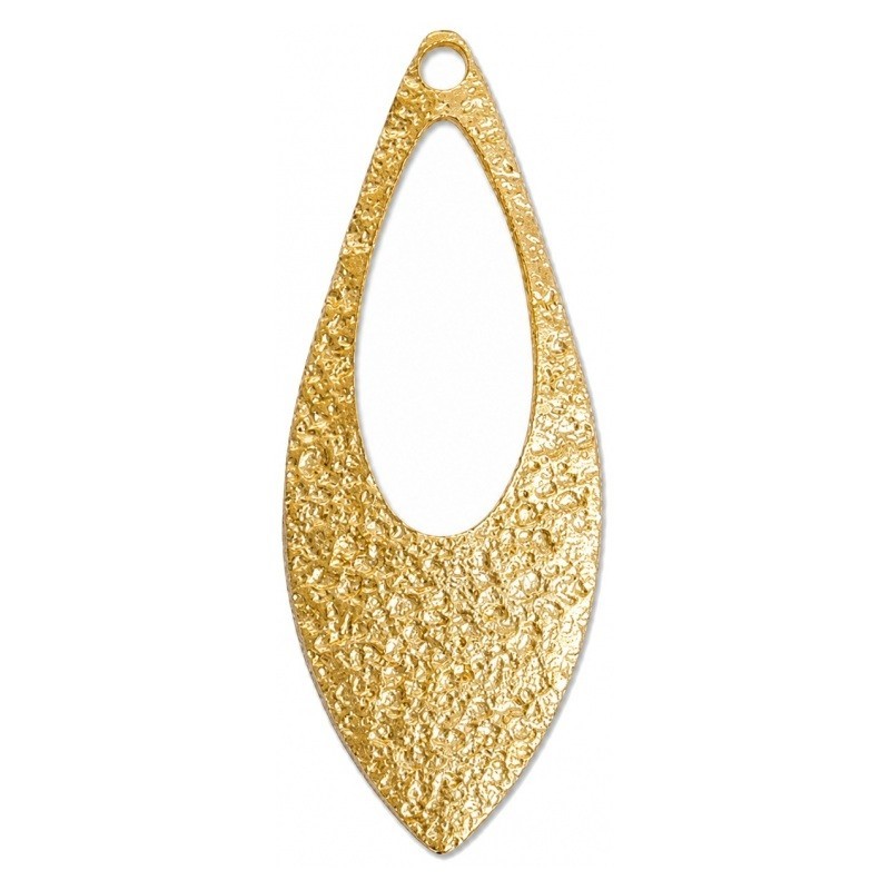 20 Breloques Goutte d'Eau Ajourée Métal Doré 19x7mm