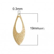 20 Breloques Goutte d'Eau Ajourée Métal Doré 19x7mm