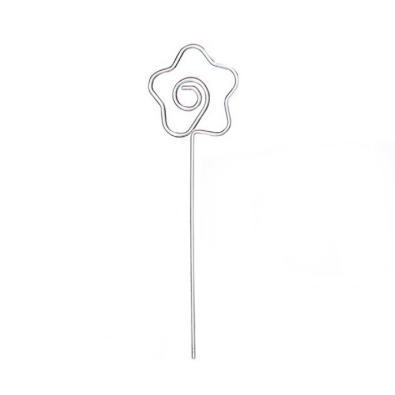 2 Tiges Porte-Photo Fleur en Métal Argenté 12,8cm