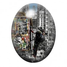 Cabochon en Verre Illustré Scène Urbaine en Collage Street Art 13x18, 18x25 ou 30x40mm pour la création de bijoux fantaisie - DI