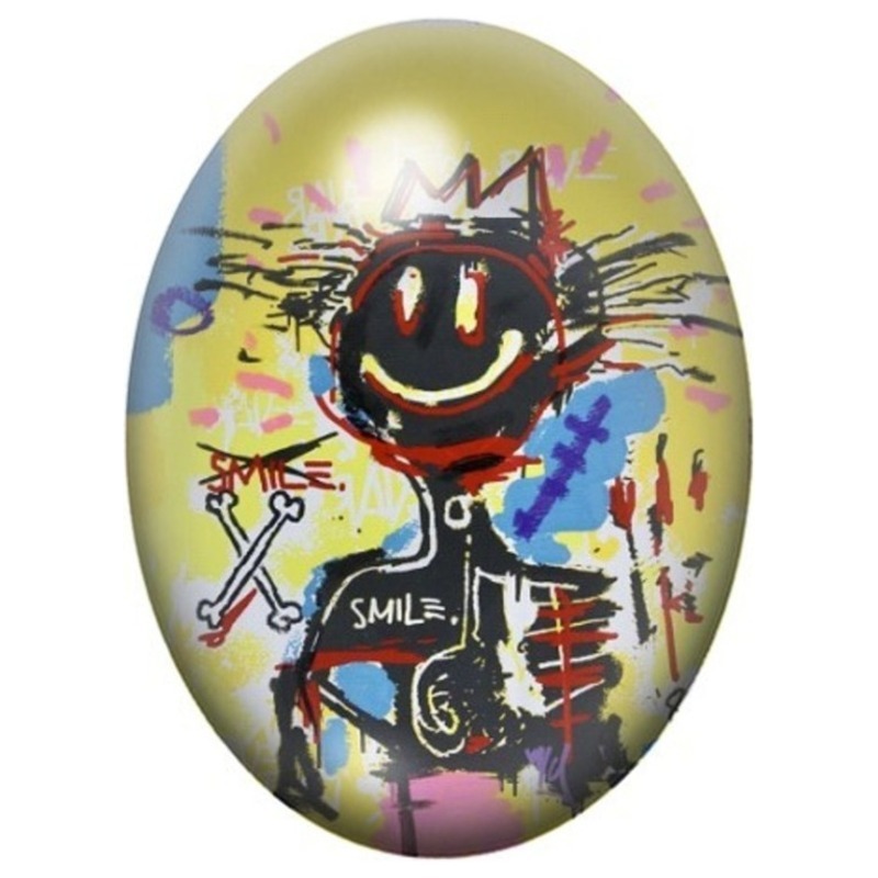 Cabochon en Verre Illustré Squelette Chat Smile en Street Art 13x18, 18x25 ou 30x40mm