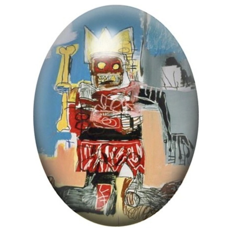 Cabochon en Verre Illustré Robot Ethnique en Street Art 13x18, 18x25 ou 30x40mm