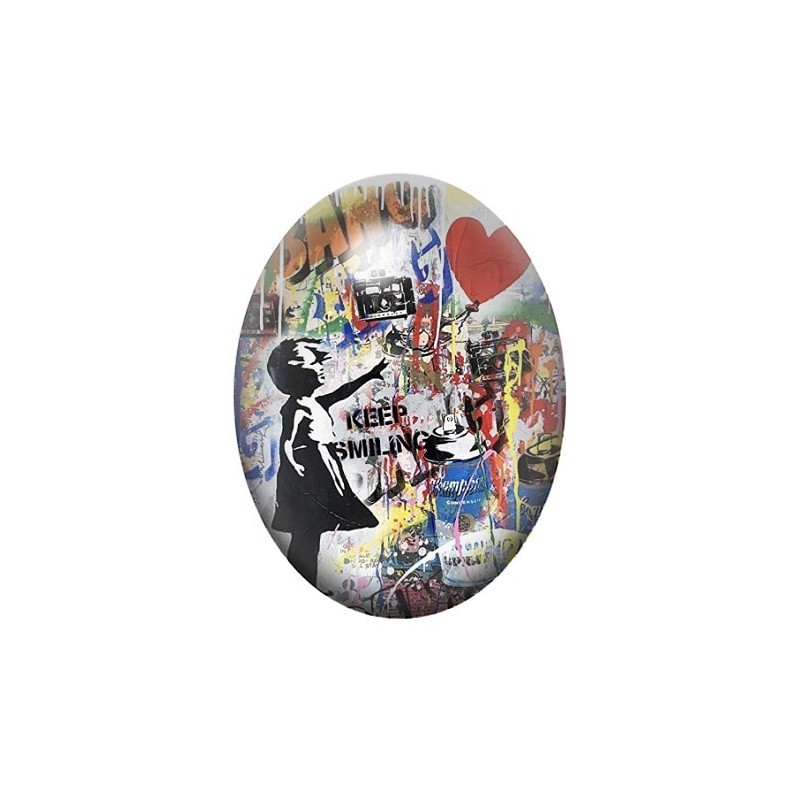 Cabochon en Verre Illustré Street Art Petite Fille Coeur 13x18, 18x25 ou 30x40mm