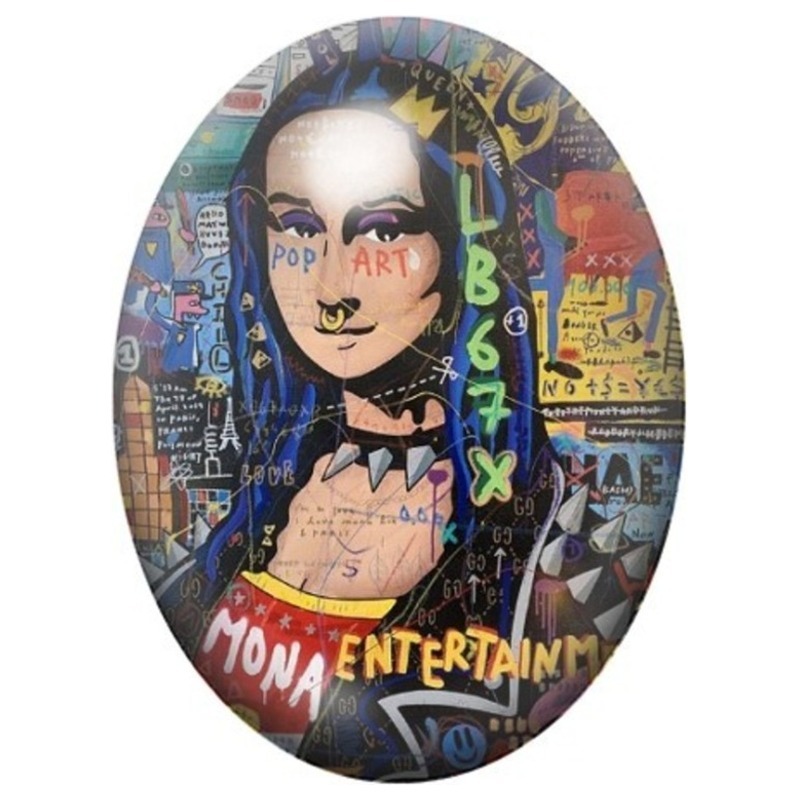 Cabochon en Verre Illustré La Joconde en Street Art 13x18, 18x25 ou 30x40mm