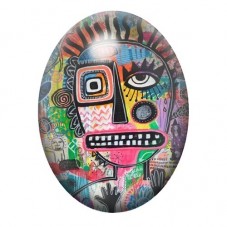 Cabochon en Verre Illustré Totem Cubiste en Street Art 13x18, 18x25 ou 30x40mm pour la création de bijoux fantaisie - DIY