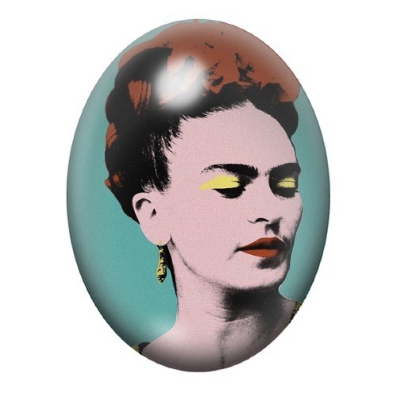 Cabochon en Verre Illustré Frida Kahlo 13x18, 18x25 ou 30x40mm