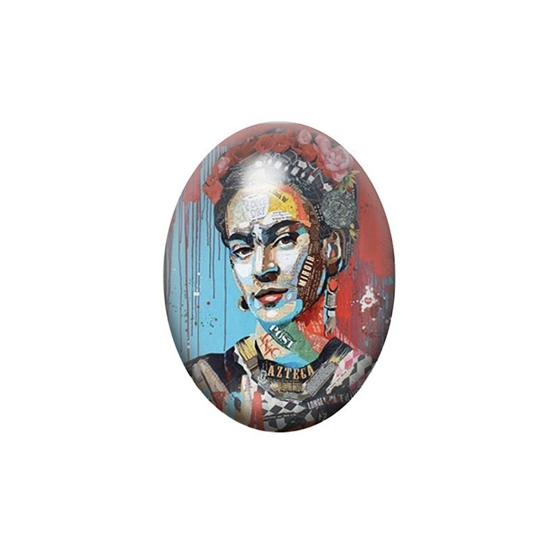 Cabochon en Verre Illustré Frida Kahlo 13x18, 18x25 ou 30x40mm
