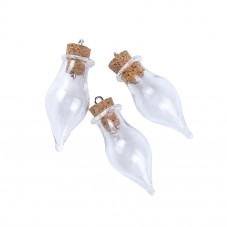 Breloque Fiole en Verre avec Tampion 37x14mm