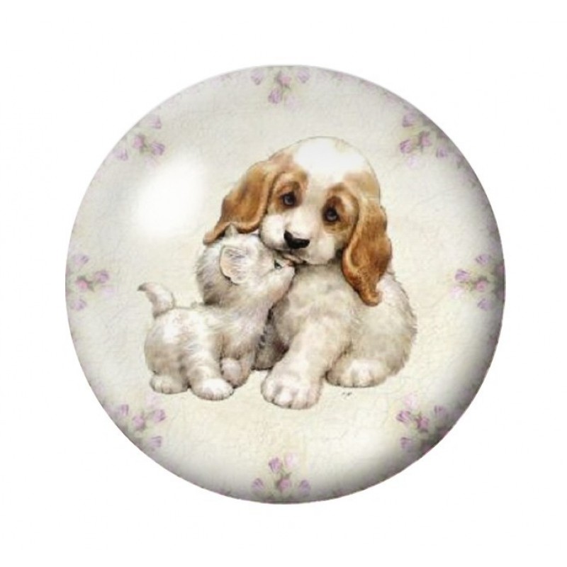 Cabochon en Verre Illustré Chien 12 à 25mm