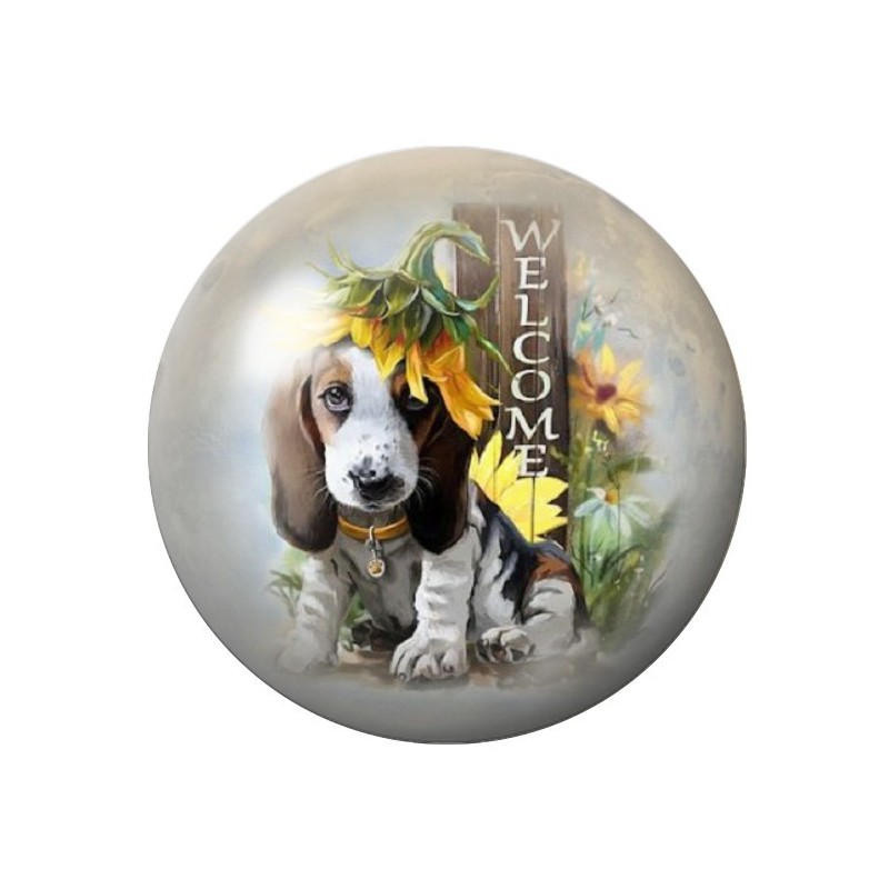 Cabochon en Verre Illustré Chien Welcome 12 à 25mm