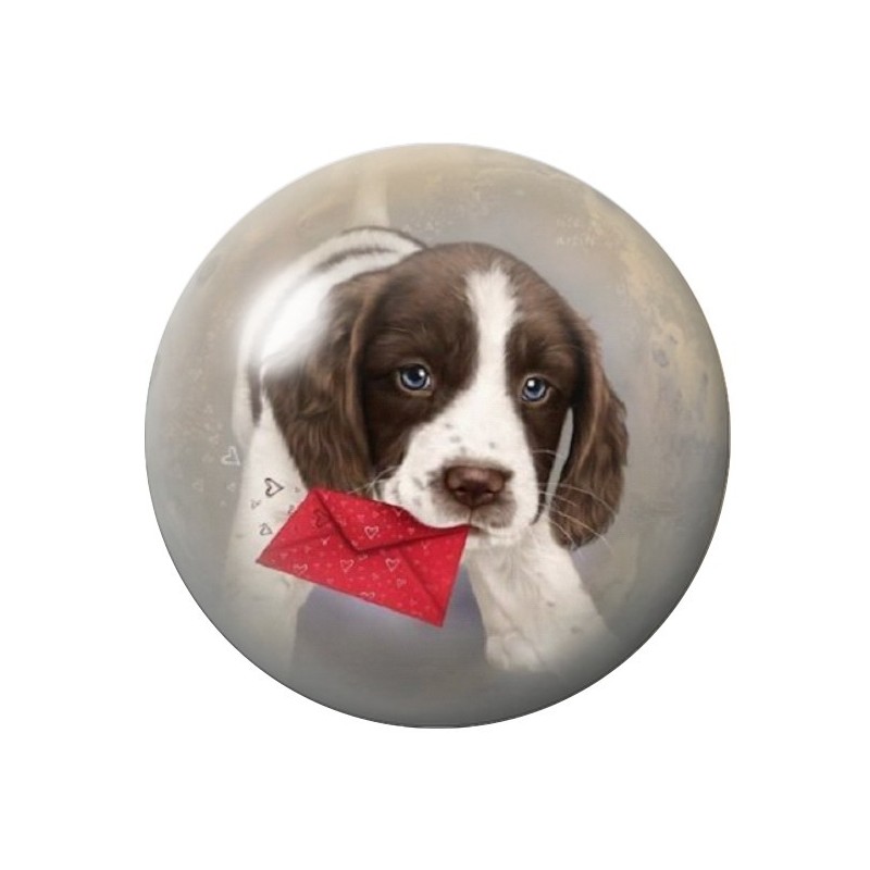 Cabochon en Verre Illustré Chien Courrier Lettre 12 à 25mm