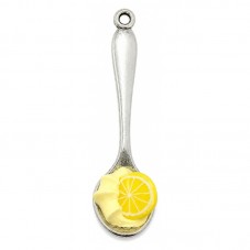 Grande Breloque Cuillère Chantilly Citron en Fimo 55mm pour la Création de Bijoux Fantaisie - DIY