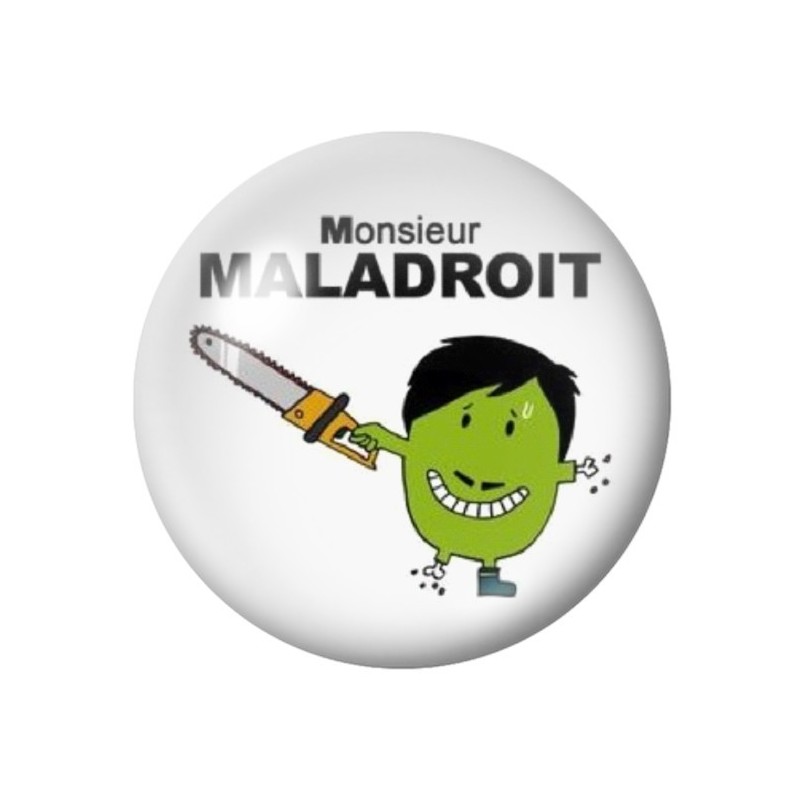 Cabochon en Verre Illustré "Monsieur Maladroit" Humour 12 à 25mm
