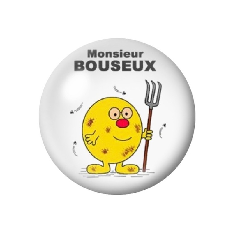 Cabochon en Verre Illustré " Monsieur Bouseux" Humour 12 à 25mm