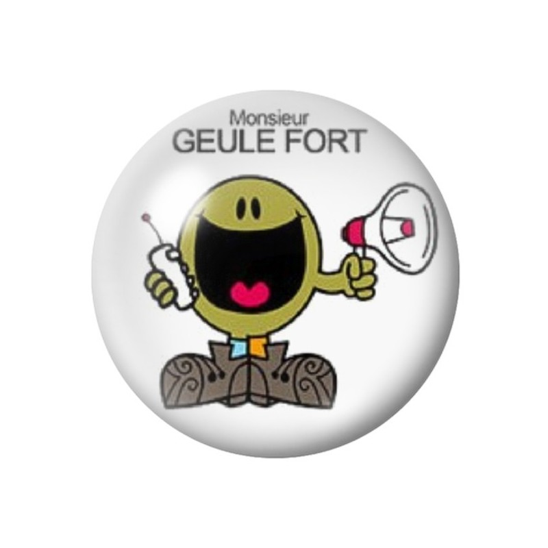 Cabochon en Verre Illustré "Monsieur Geule Fort" Humour 12 à 25mm