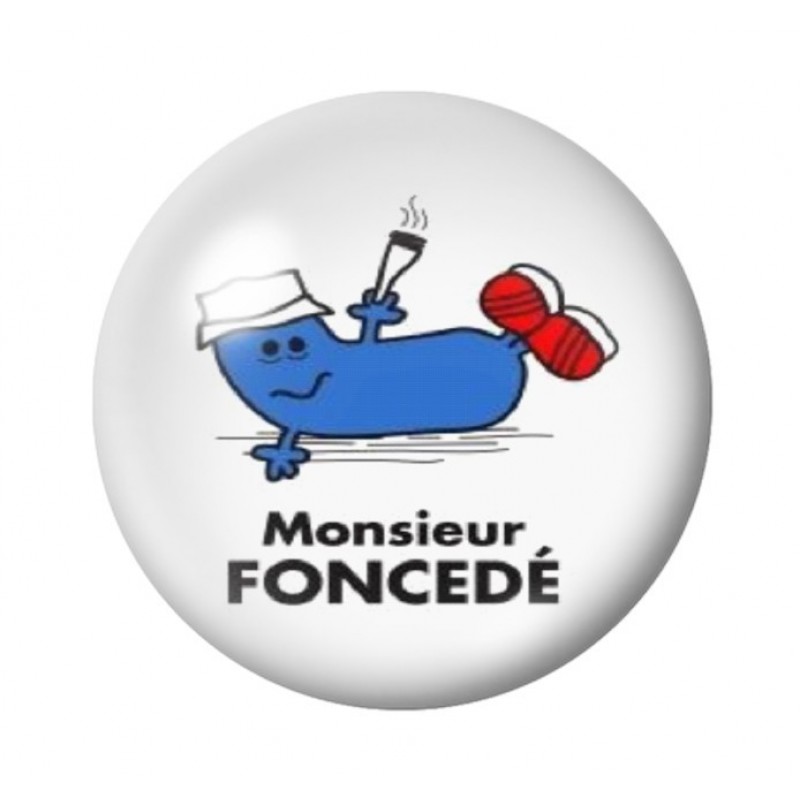 Cabochon en Verre Illustré "Monsieur Foncedé" Humour 12 à 25mm