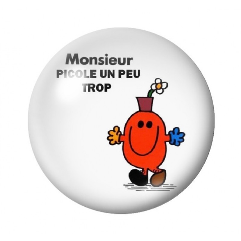 Cabochon en Verre Illustré "Monsieur picole un peu trop" Humour 12 à 25mm