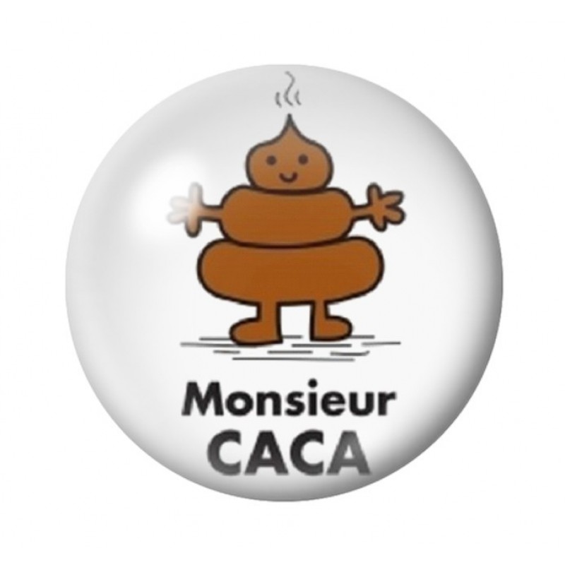 Cabochon en Verre Illustré "Monsieur Caca" Humour 12 à 25mm