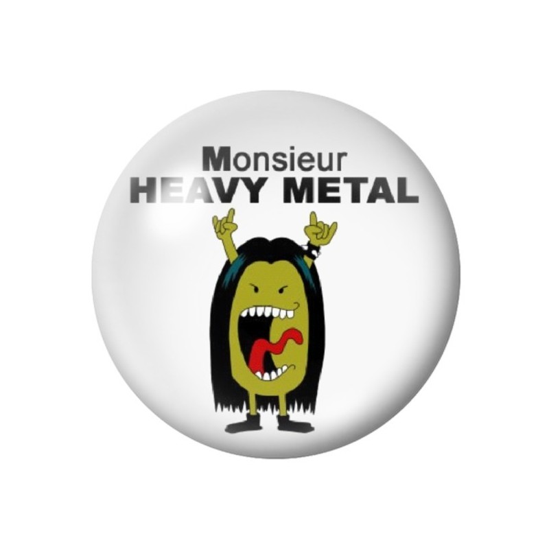 Cabochon en Verre Illustré "Monsieur Heavy Metal" Humour 12 à 25mm