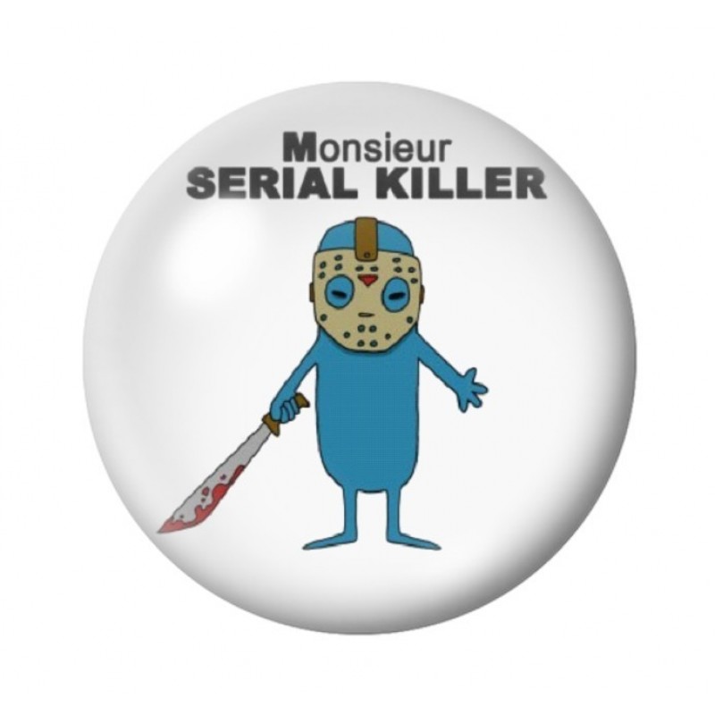Cabochon en Verre Illustré "Monsieur Serial Killer" Humour 12 à 25mm