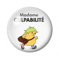 Cabochon en Verre Illustré "Madame Culpabilté" Humour 12 à 25mm pour la Création de Bijoux Fantaisie - DIY