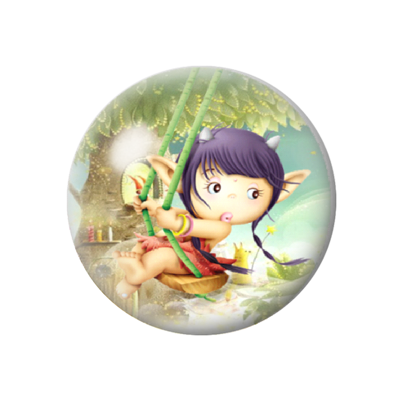 Cabochon en Verre Illustré Fée lutin Balançoire 12 à 25mm