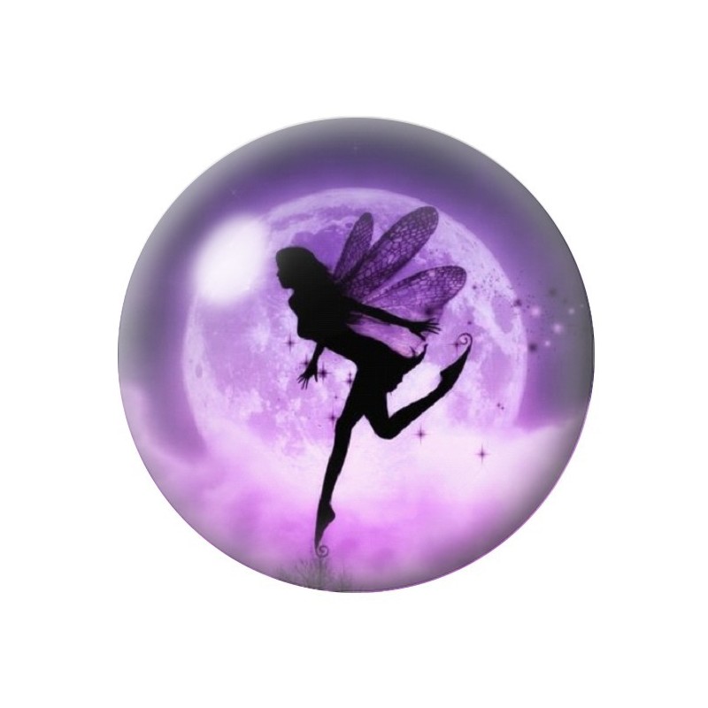 Cabochon en Verre Illustré Fée Lune Violette 12 à 25mm