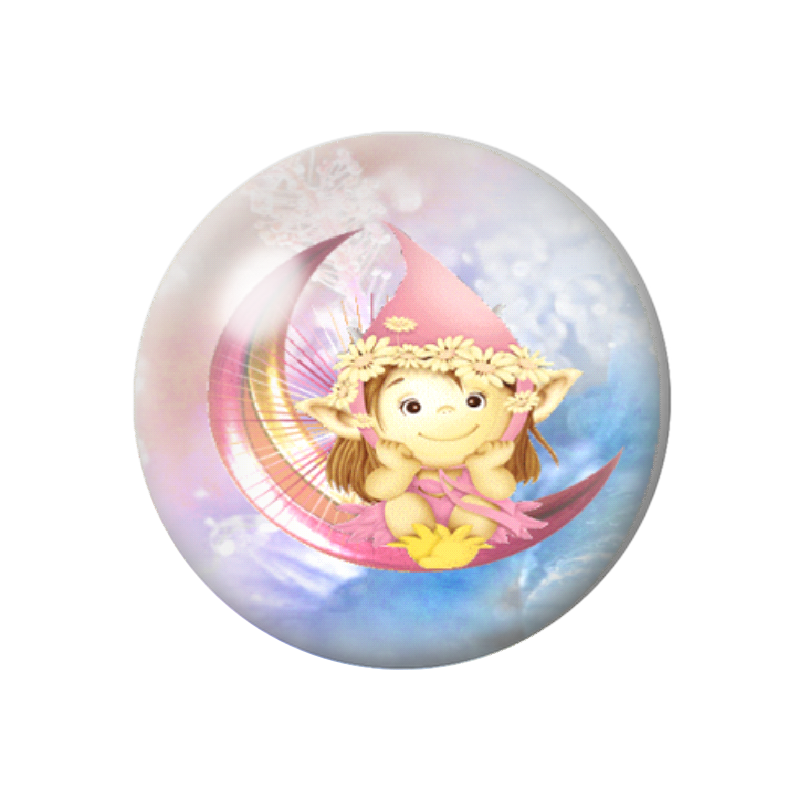 Cabochon en Verre Illustré Fée Lutin Lune 12 à 25mm