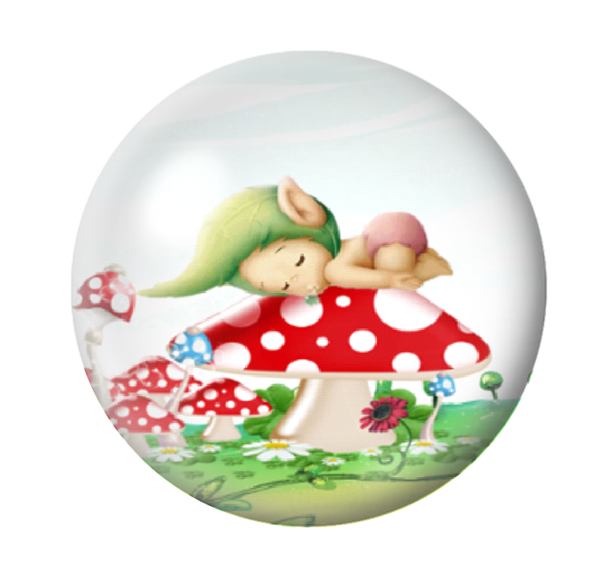 Cabochon en Verre Illustré Bébé Fée Lutin 12 à 25mm