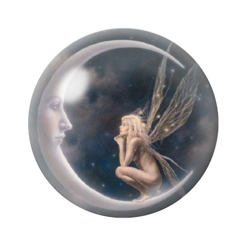 Cabochon en Verre Illustré Fée Demi-Lune 12 à 25mm