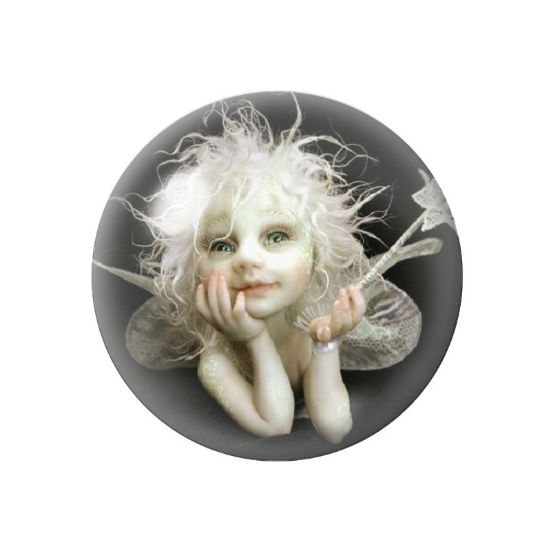 Cabochon en Verre Illustré Enfant Fée 12 à 25mm