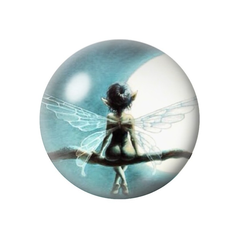Cabochon en Verre Illustré Fée Lune 12 à 25mm