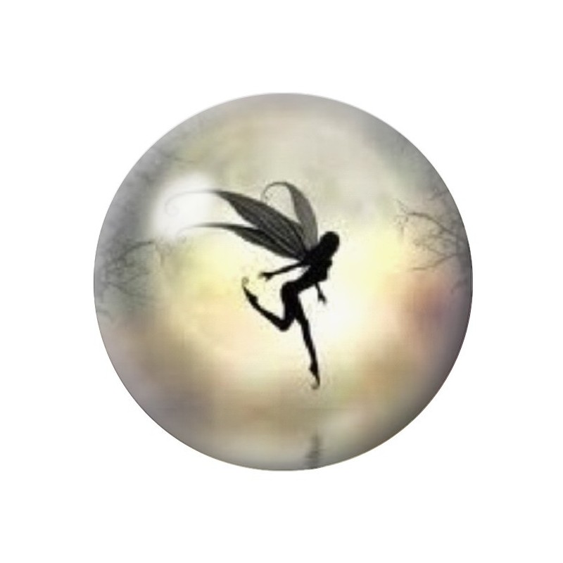 Cabochon en Verre Illustré Silhouette Fée 12 à 25mm