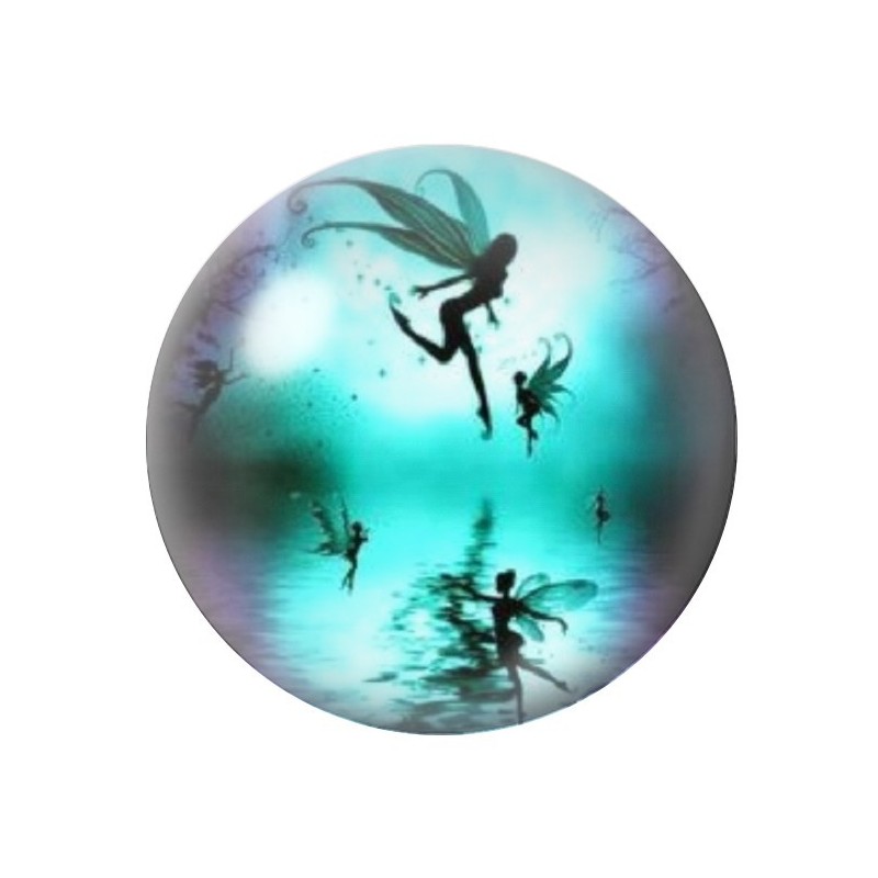 Cabochon en Verre Illustré Fée Lune Bleue 12 à 25mm