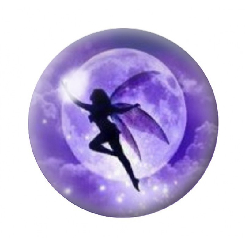 Cabochon en Verre Illustré Fée Lune 12 à 25mm