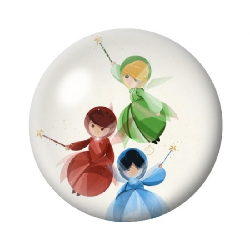 Cabochon en Verre Illustré 3 Fées 12 à 25mm